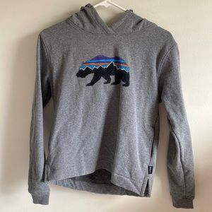 Patagonia gray logo hoodie womens xs